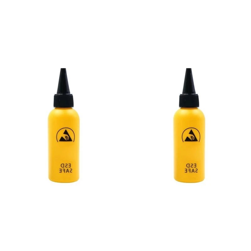 AU61-2Pcs 60ML ESD Dispenser Plastic Solvent Bottle High Quality Leak Proof Needle Bottle For Glue Removal ,Yellow