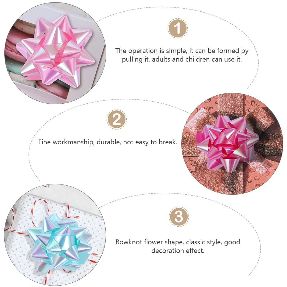 

50Pcs Colorful Ribbon Decorations Gift Wrap Pull Flower Bright Design for Christmas Wedding Party Favor Box Decoration Supplies