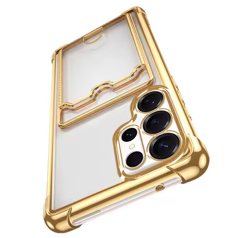 Soft Transparent Plating Card Holder Bag Phone Case For Samsung Galaxy S25 S24 S23 S22 S21 S20 FE Note 20 Ultra Shockproof Cover