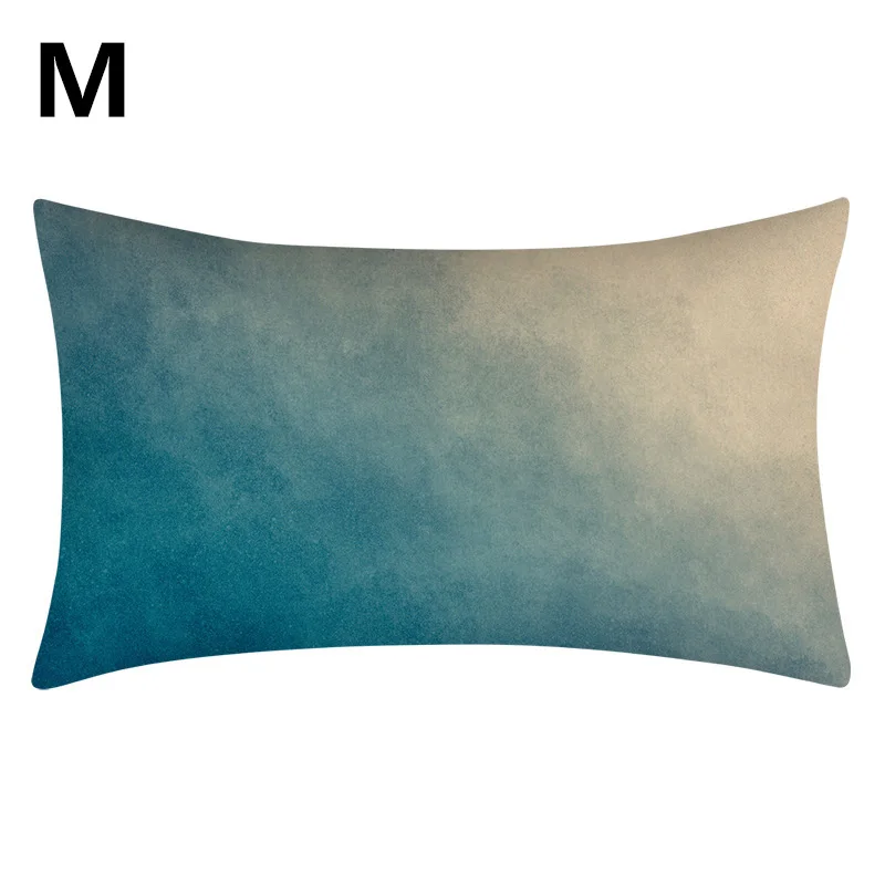 Rectangular Teal Blue Green Pillowcase Nature Style Sofa Waist Lumbar Throw Zippered Cushion Protector Cover Home Decor 30x50cm