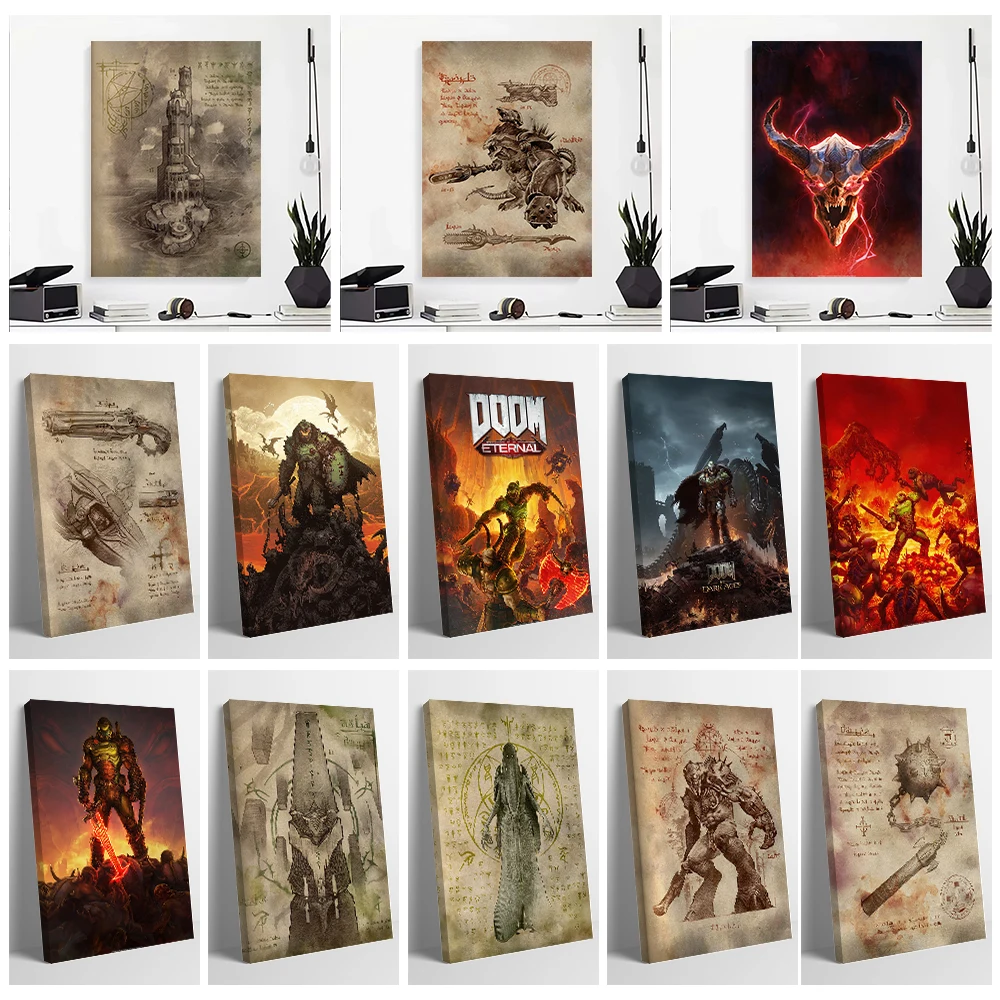 Doom Canvas Wall Art Posters Personalized Photo Printing for Room Decoration Aesthetics Specialty and Themed Home Decor Items