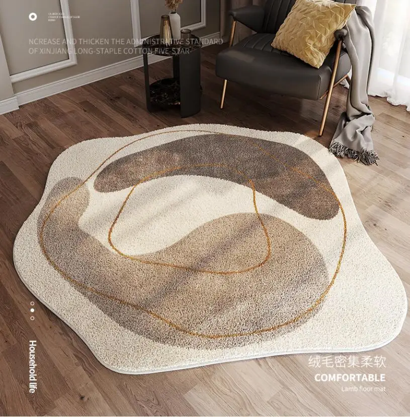 Nordic Abstract Fluffy Rugs Living Room Carpet Bedroom Area Rug Irregular Shape Sofa Coffee Table Floor Mat Entryway Doormat