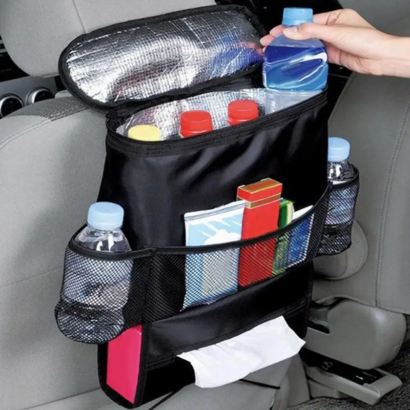 Back Of Seat Car Organizer Multi-Pocket Bottle Bag Storage Box Washable Stain Resistant Oxford Fabric Hangbag Mesh Pockets For