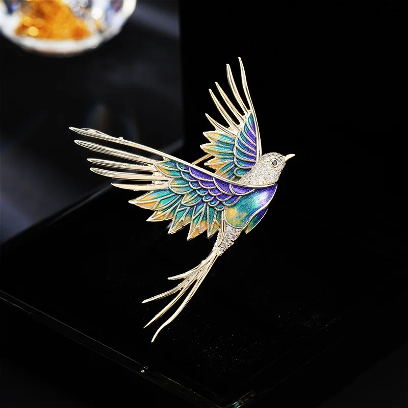 

Elegant Cubic Zirconia Handmade Enamel Brooch for Women Coat Suit Corsage Pin Wedding Engagement Party Jewelry Gift