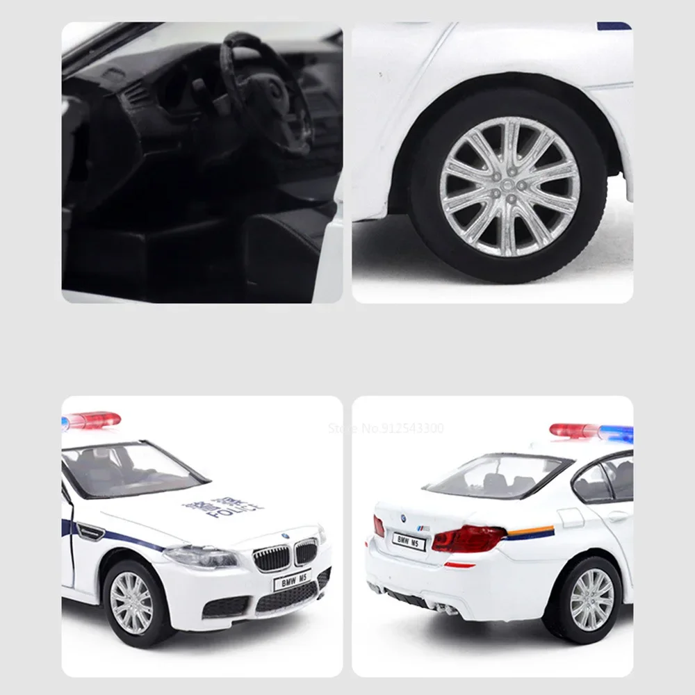 1/36 Scale BMW M5 Ford Mustang Volkswagen T-ROC Police Car Model Toy Alloy Diecast Doors Opened Vehicles for Models Boy\'s Gifts