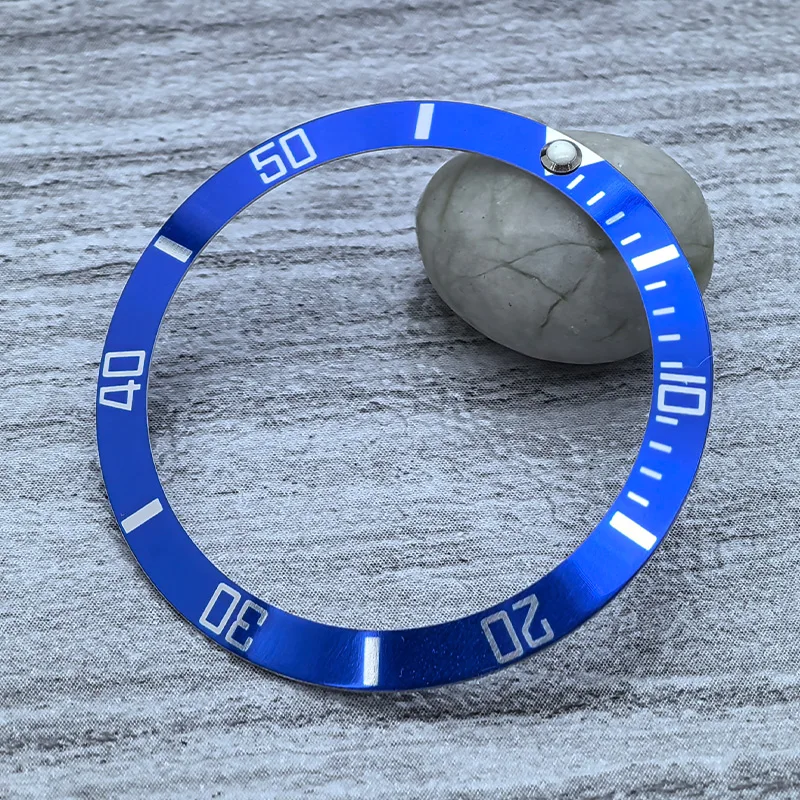 Mod 37.5x30.6mm Sloping Aluminium Bezel insert Fit for Submariner NH35 NH36 Men Diving Watch Cases Watch Ring Refit Parts