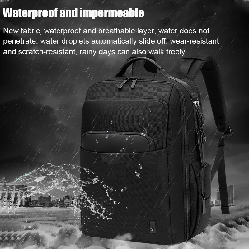 BANGE Men‘r Waterproof Backpack 15.6inch Laptop Backpacks Fashion Male School Backpack Large Capacity Travel Backpack For Men