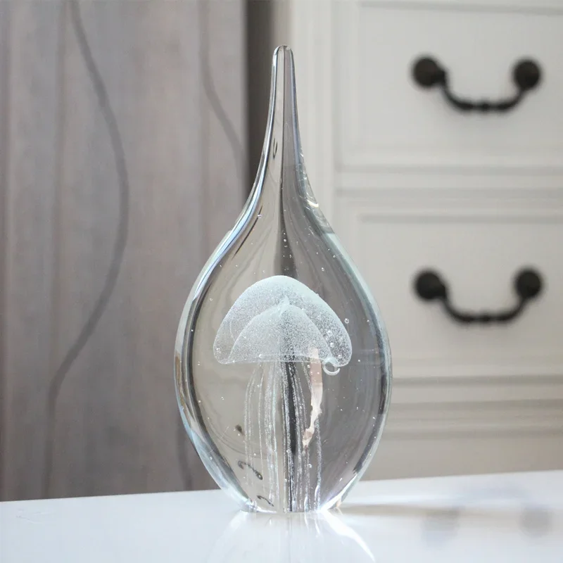 Glass Decoration Office Living Room Decoration Decoration Porch Wine Cabinet Glass Water Drop Decoration Jellyfish Gift Souvenir