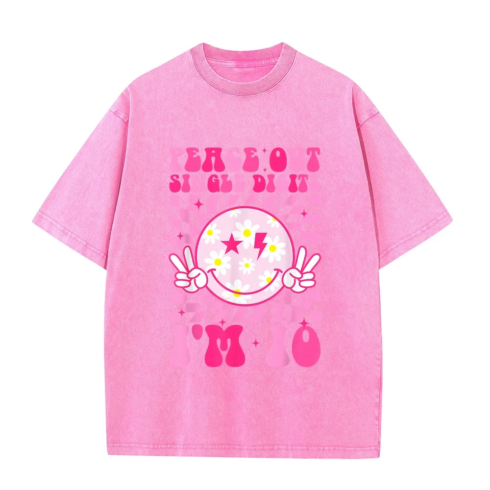Peace Single Digits I'm 10 Smile Face for Birthday Girls T-Shirt Camisetas De Hombre Roupas Masculinas Short Sleeved Men Casual