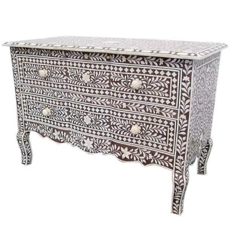 

Luxury antique design wooden console dining table, bone inlaid dining room bedroom home decoration, living room furniture