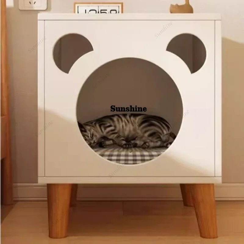Classic Arched Wood Nightstands Nordic Rabit Pet Cute Modern Bedside Table Librero Smart Girls Mesita De Noche Bedroom Furniture