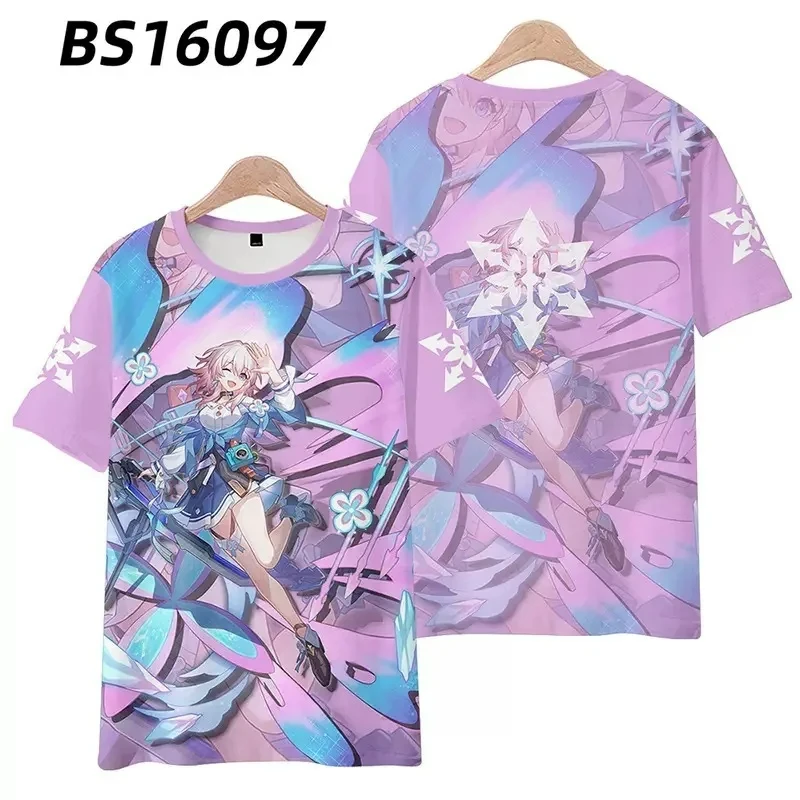 Game Honkai: Star Rail March 7th Cosplay T-shirt 3D Print Kid Anime T Shirt Summer Men Women Short Sleeve Tees Harajuku Y2k Tops