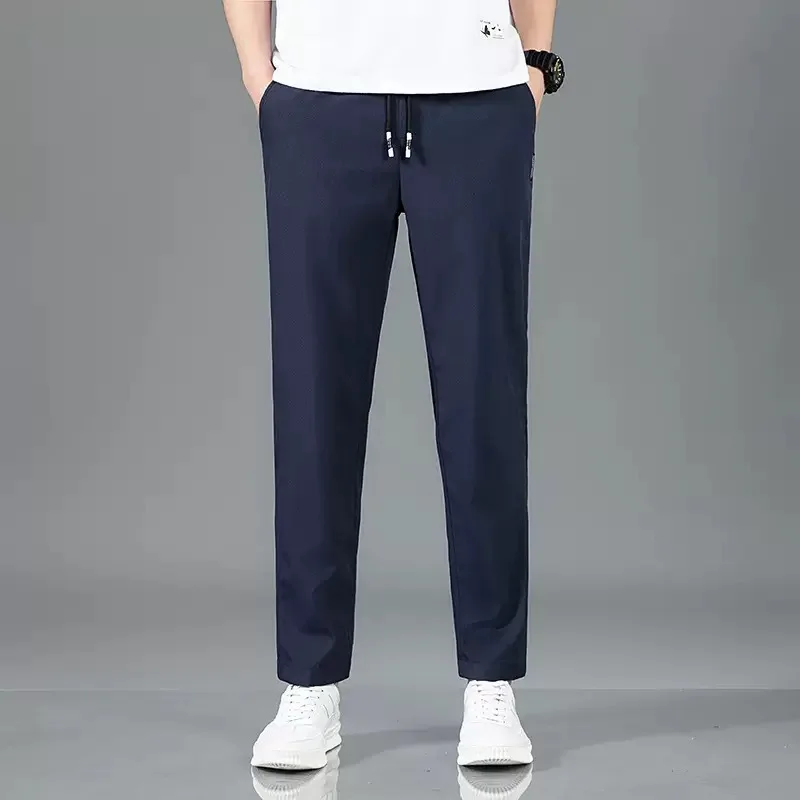 man's Pant 2026 New Fashion Summer Thin Breathable Ice Silk Loose Straight Slightly Elastic Casual Long Pants man's Clothing