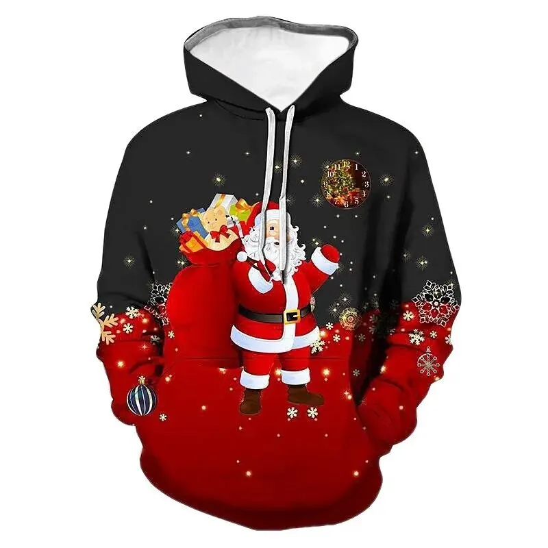 Funny 3D Santa Claus Printed Hoodies For Men Ugly Christmas Sweater Kid Cute Pullovers Women Fashion Y2k Harajuku Winter Clothes