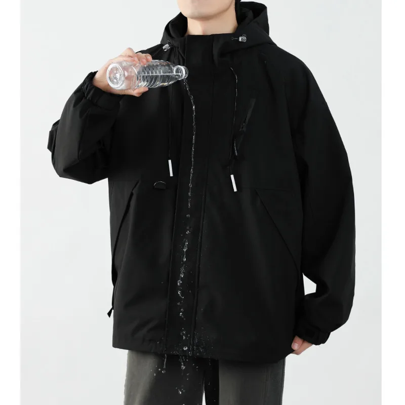 Giacca a vento autunnale abbigliamento sportivo da uomo all'aperto coreano Senior Boy oversize Harajuku giacca antivento impermeabile con cappuccio