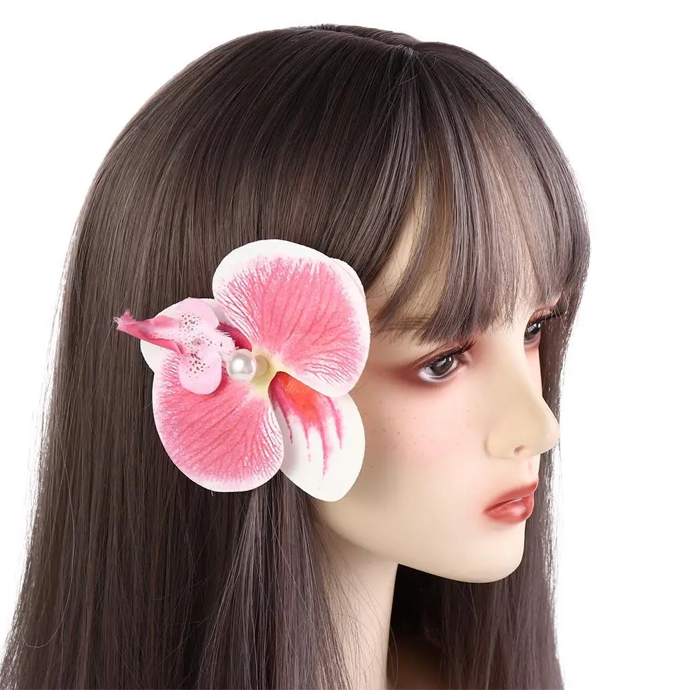 

Simple Cloth Flower Hair Clip Pearl Butterfly Orchid Orchid Flower Hairpin Duckbill Clip Bohemian Style Girl Hair Clip Seaside
