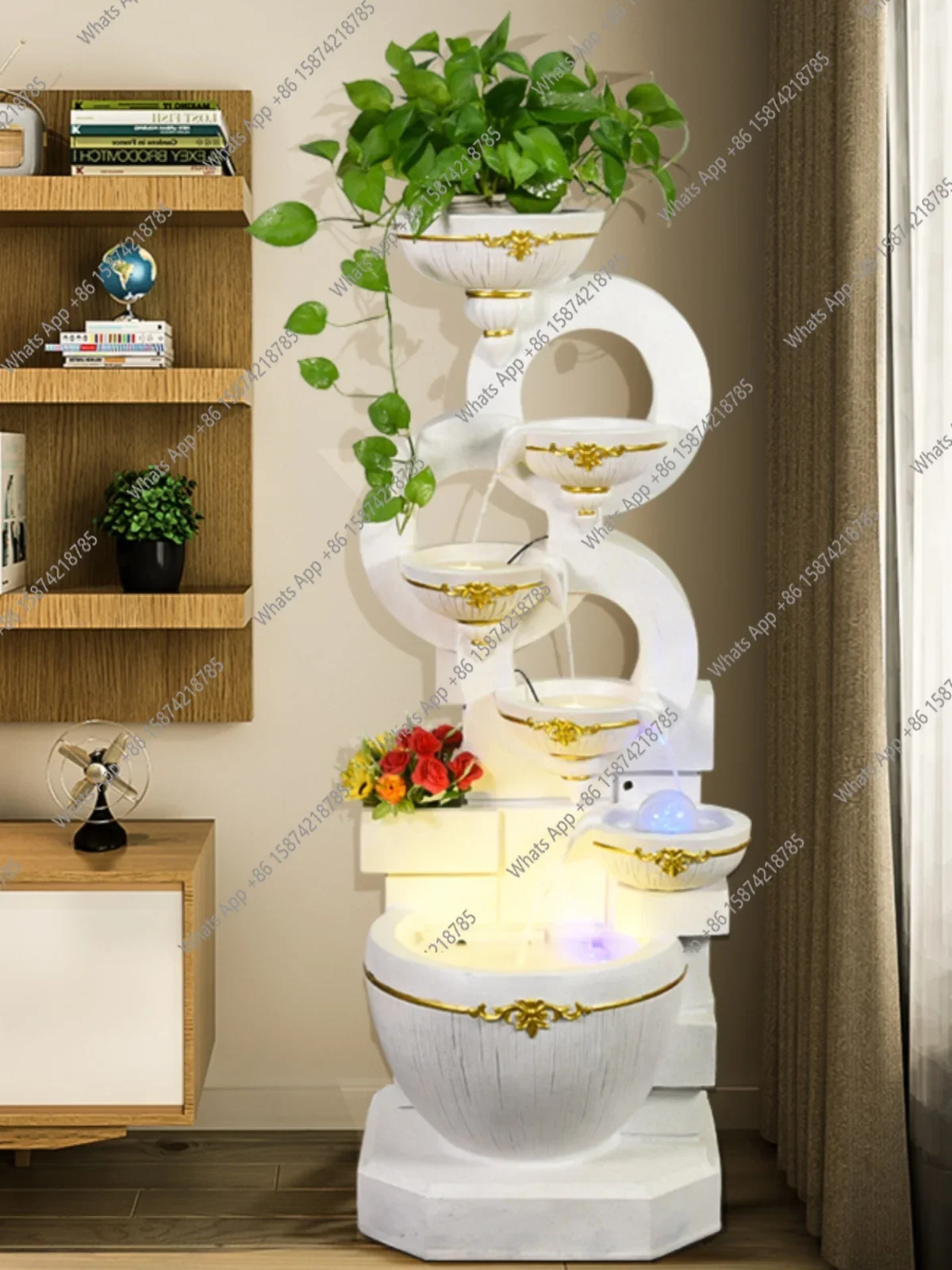 C Flowing Water Fountain Humidifier Home Decoration TV Cabinet Next To The Floor Fish Tank Lucky Ornament