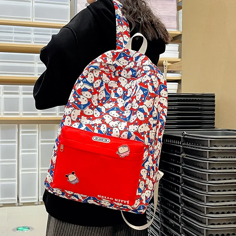 hellokitty backpack Hello Kitty junior high school student school bag travel lightweight campus versatile backpack women