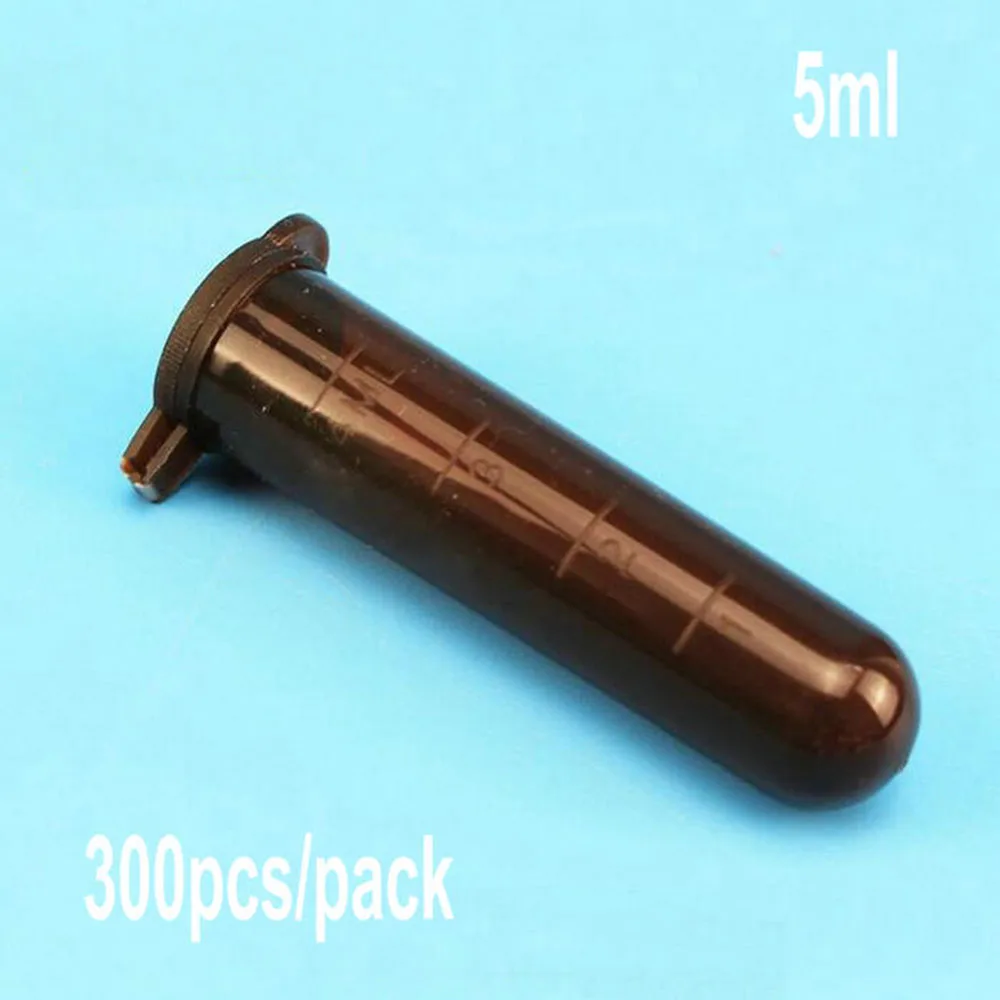 300pcs/pack 5ml plastic brown lucifugal centrifuge tube Micro Laboratory Test Tubing Vial lab sample container with cap