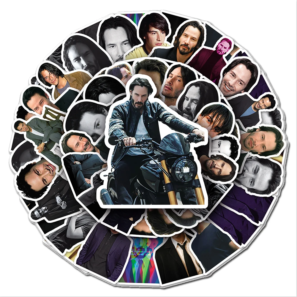 Autocollant mural motif star Keanu Reeves, 10/30/50 pièces, stickers, acteur de film, rick, pour ordinateur portable, téléphone, bagages, décalcomanies, jouets