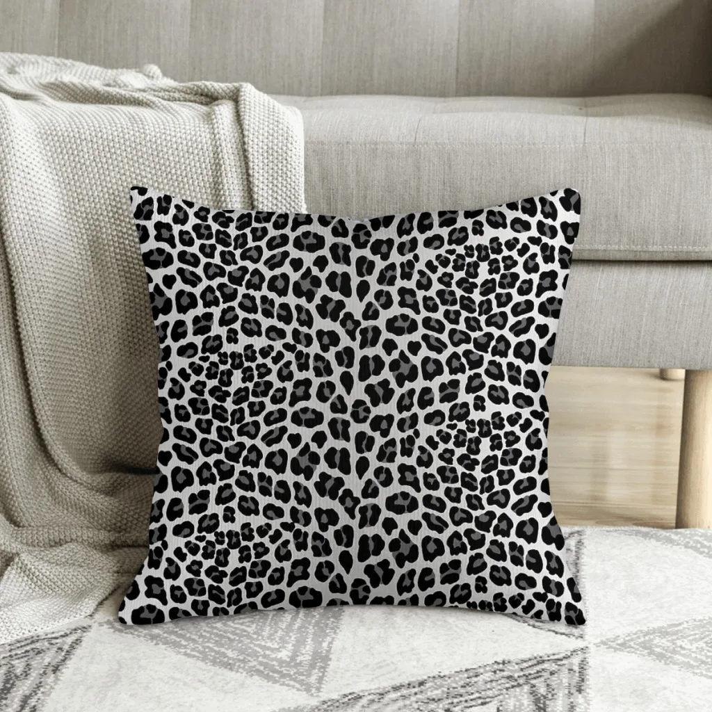 

Snow Leopard Print Polyester Cushion Cover For Home Chair Decorative Soft