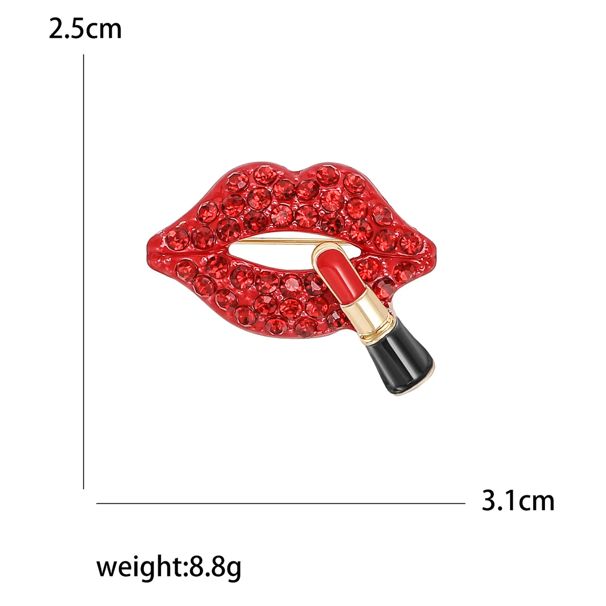 Fashion Sexy Lady Red Lips Rhinestone Brooches For Women Charm Alloy Lipstick Brooch Party Luxury Jewelry Pins Accessories Gifts