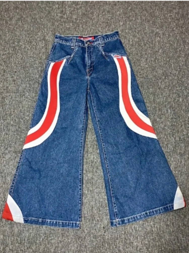 HOUZHOU-pantalones vaqueros holgados de pierna ancha para mujer, ropa de calle Harajuku, estilo coreano, Hip Hop, americano, Vintage, Y2k