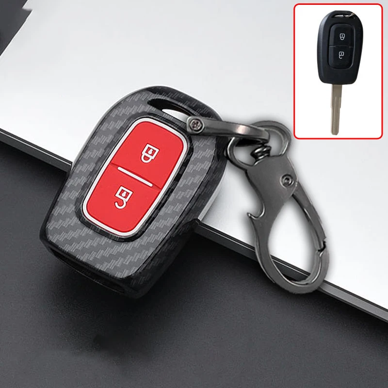 Carbon  Car Key Cover Case Holder for Renault Dacia Dokker Duster Logan Laguna Scenic Master Megane 2 Button Remote Key Cover