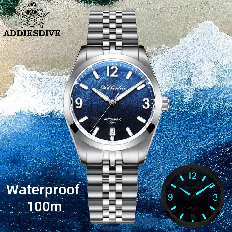 

ADDIESDIVE 39mm New Men Watch AD2547 Sapphire 8215 Automatic Mechanical Wristwatch Diving 100m Waterproof Luminous Luxury Watch