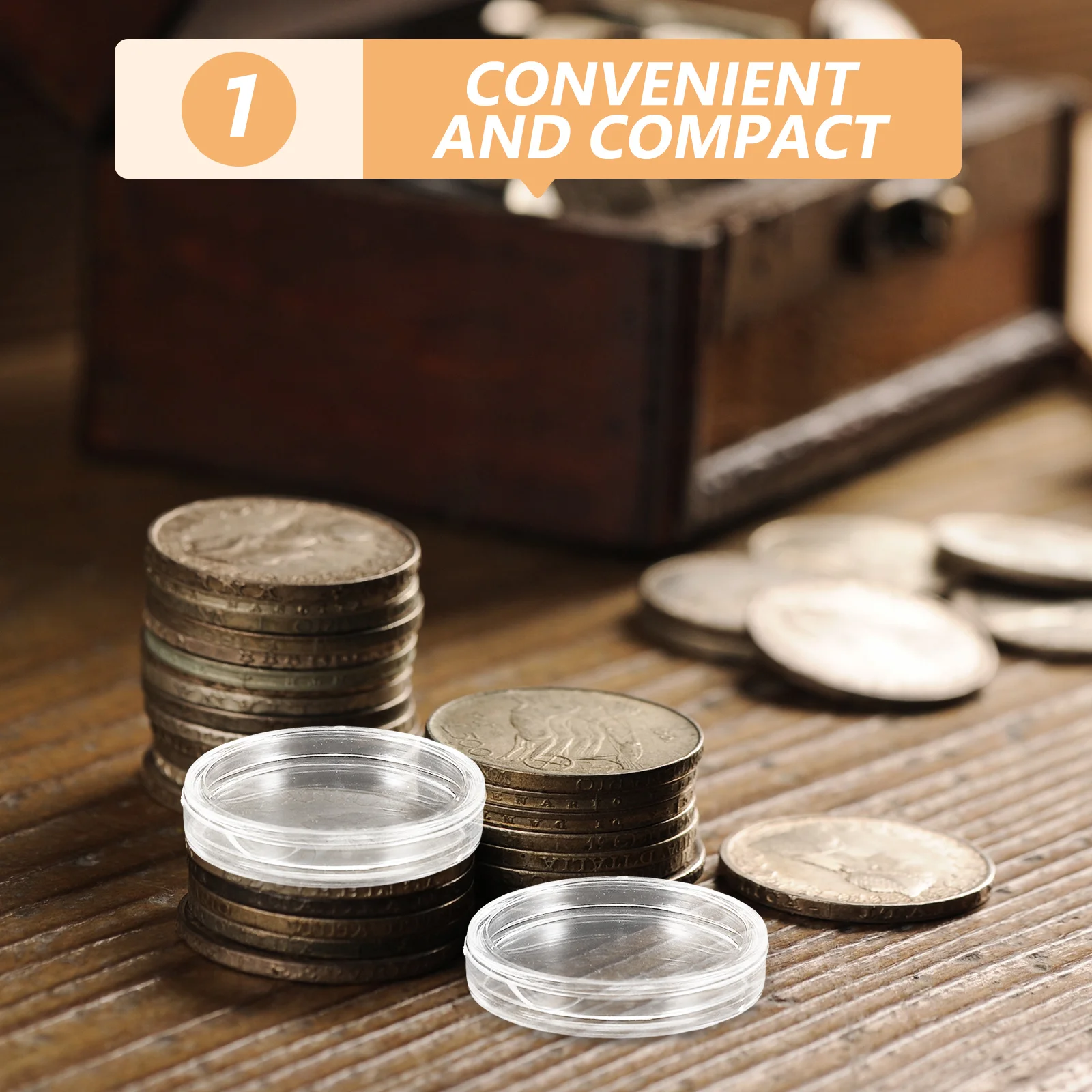 1Set 25Mm Coin Protector Case Clear Plastic Storage Container High Transparency Round Box for Collectors Easy Access Coin