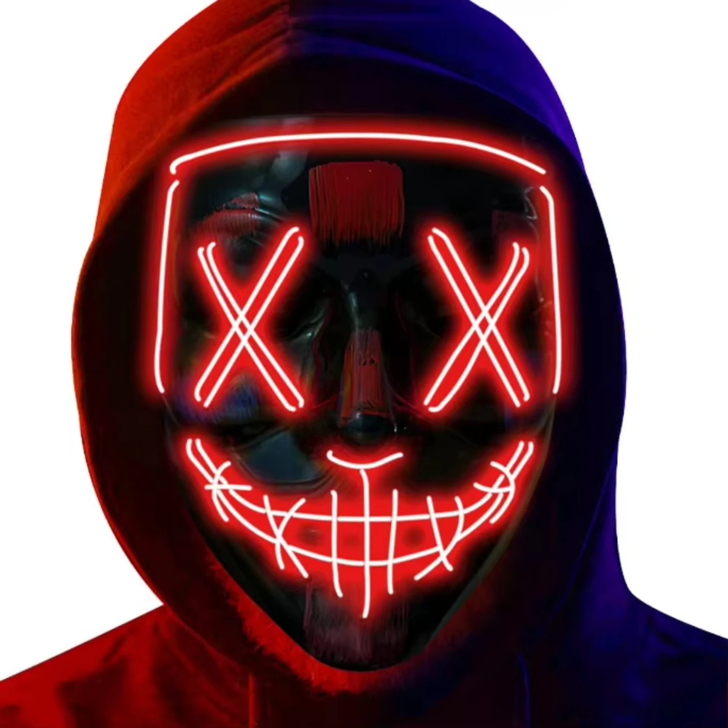 Cosplay Halloween Costume LED Light up Scary mask halloween mask face for Man Kids Techwear mask Lace face mask Kanye mask Alien