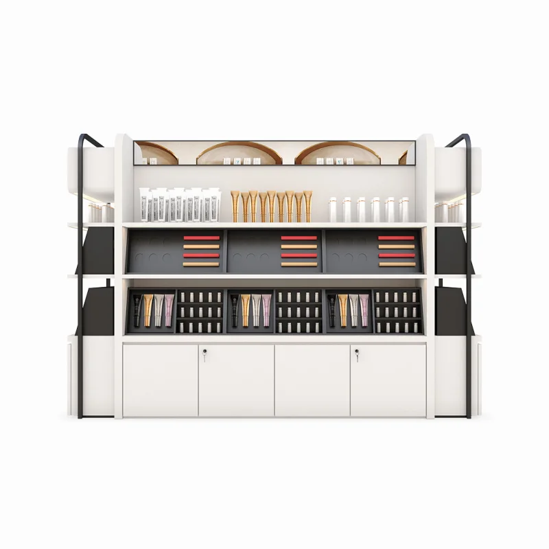 Custom. Fabriek Metaal Geschilderd Mdf Acryl Winkel Cosmetische Winkel Meubels Interieur Winkel Display Rekken Ontwerp