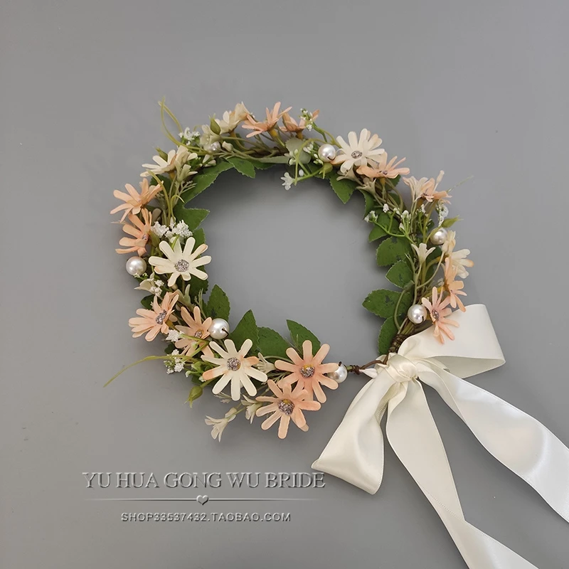 Daisy Wreath Bride and Bridesmaid Photo Shoot Vacation Children's Seaside Simulation Headwear, Hair Accessories Props