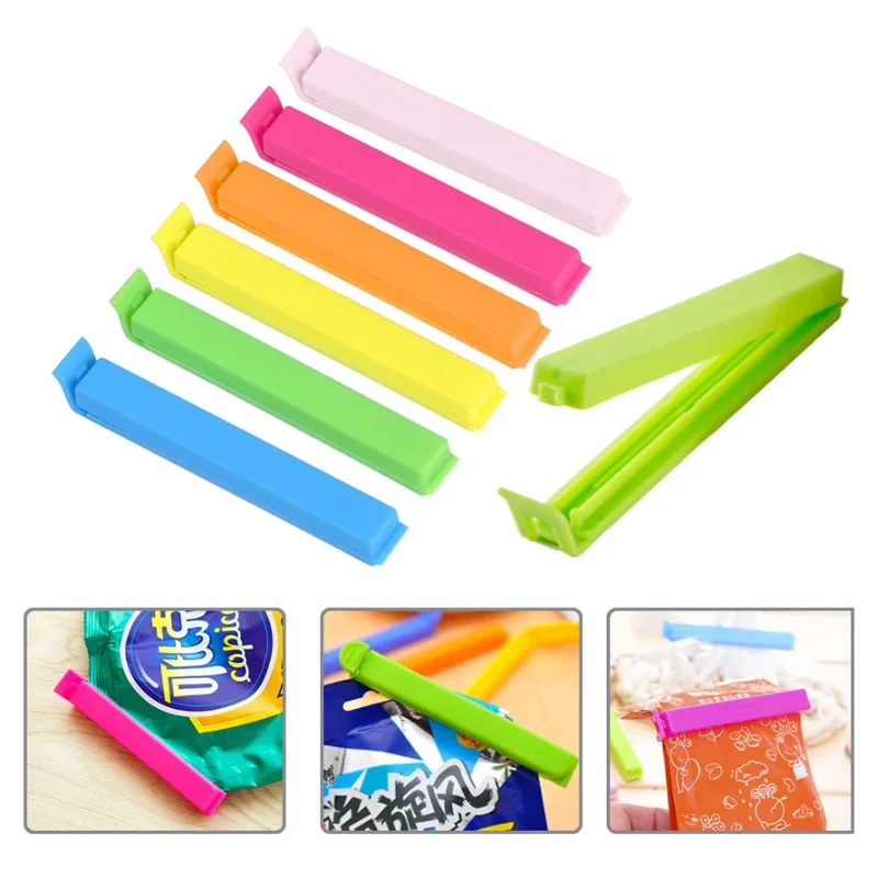 Clips esbeltos de plástico de Color caramelo, herramienta de sellado de boca para mantener galletas de Chip frescas, suministros de cocina para el