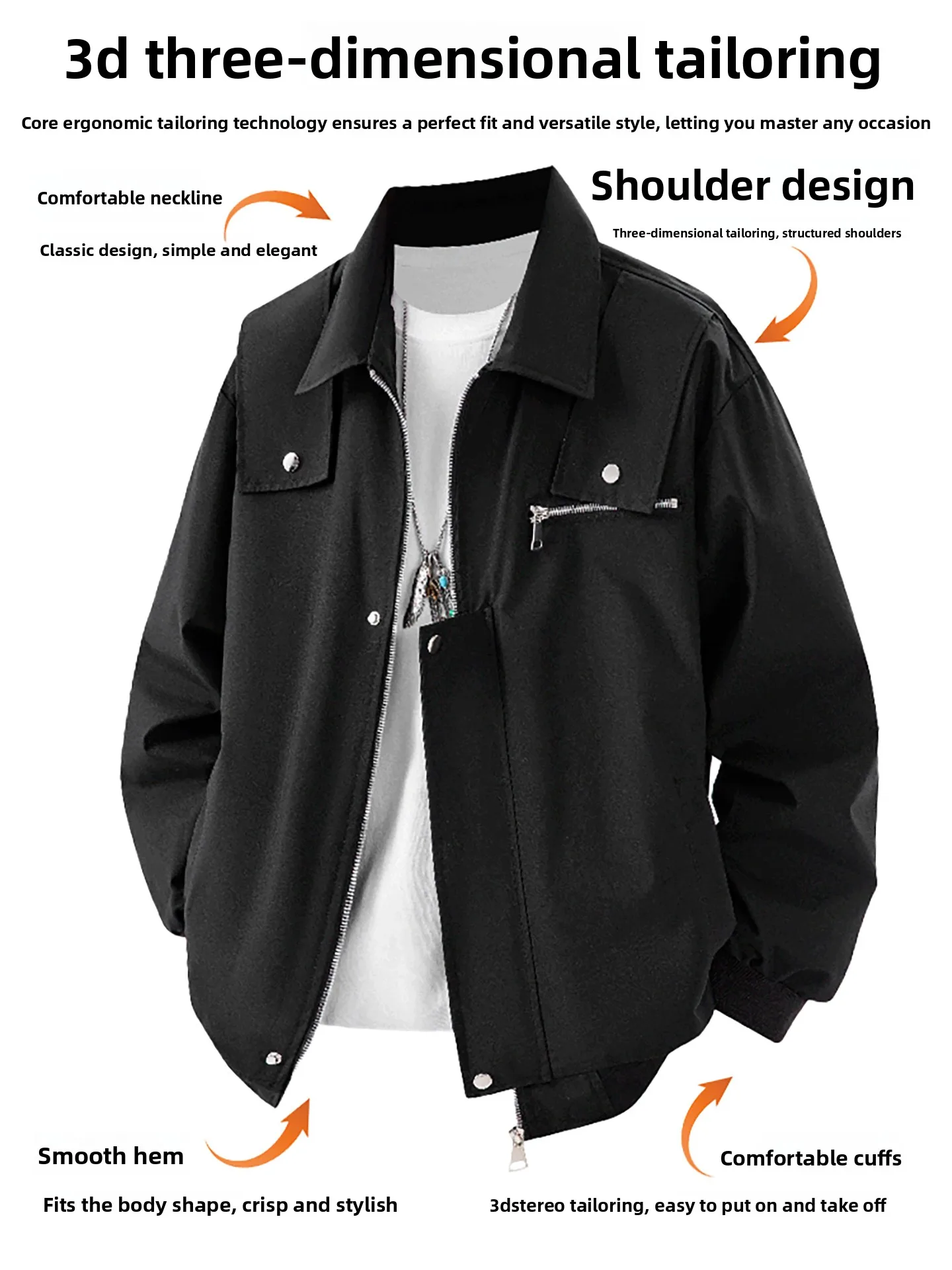 

American Retro Sle Men's Baseball Jaet Autumn Faion Outerwear Pilot Coat Loose Fit Polyester Nylon Cosite Fiber