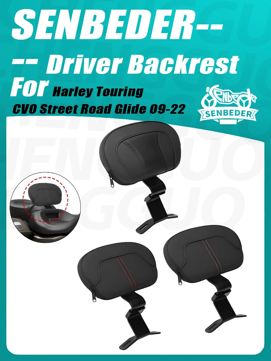 Подушка-спинка для мотоцикла SENBEDER для Harley Touring CVO Street Road Glide 09-22, кожаная, для водителя, аксессуар
