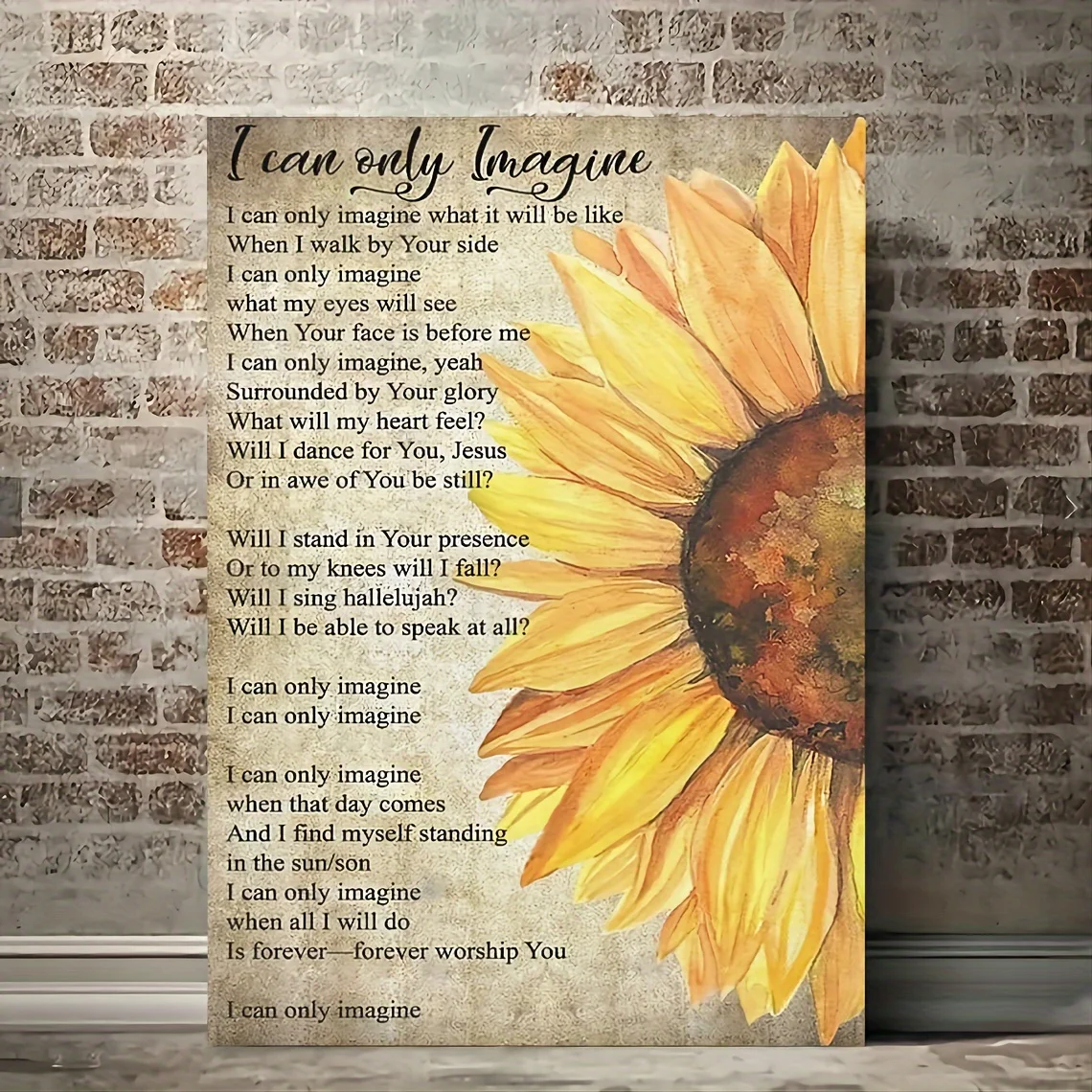 1PC Canvas Painting in Wooden Frame I Can Only Imagine Lyrics and Sunflower Family Concert Wall Art Painting for Home Decoration