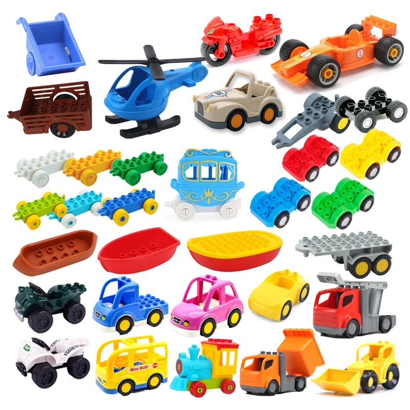 Bloques de construcción grandes de tráfico para niños, accesorios de vehículos compatibles, transporte, inserto, montaje de modelo de coche,