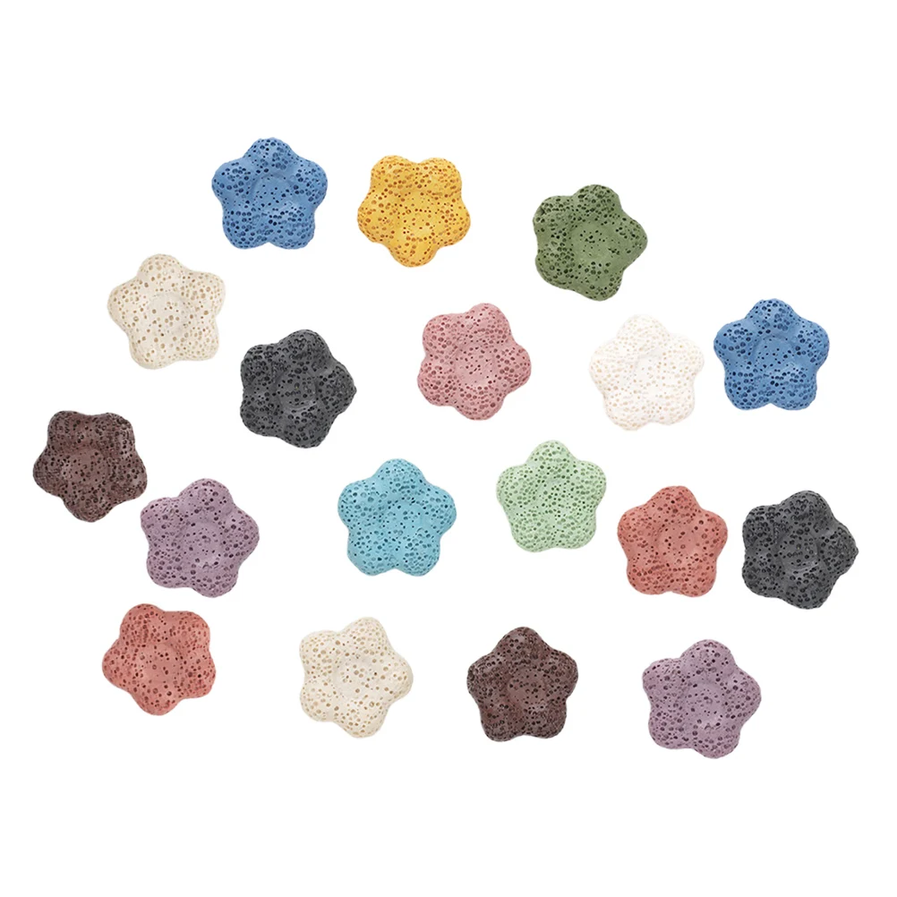 

18pcs Volcanic Rock Flower Pendant Stone Charm Colorful Jewelry Making DIY Charms Shape Accessories Lava Beads