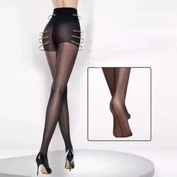 Kave Black Sexy Women's Backseam 20D Sheer Tights Control Top Pantyhose with Reinforced Toes 2025 Spring Streetwear Pantyhose