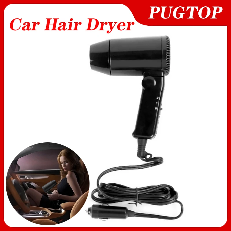 

Portable 12V Car-styling Hair Dryer Hot Cold Folding Blower Window Defroster Adjustable wind speed Low noise Universal HairDryer