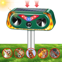 2PCS Solar Powered Ultrasonic Bird Repellent with Flame Light LED Flashing Mouse Repellent Animal Deterrent Outdoor Garden