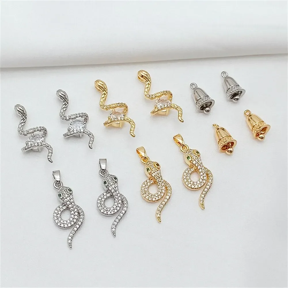 

14K Gold-plated Coiled Snake, Snake Zodiac, Snake Bell Pendant, DIY Handmade Bracelet, Necklace, Jewelry Accessories