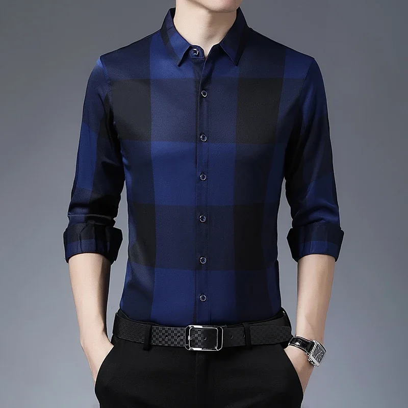 New Men\'s Casual and Fashionable Long Sleeved Shirt with Printed Anti Wrinkle Business Shirt