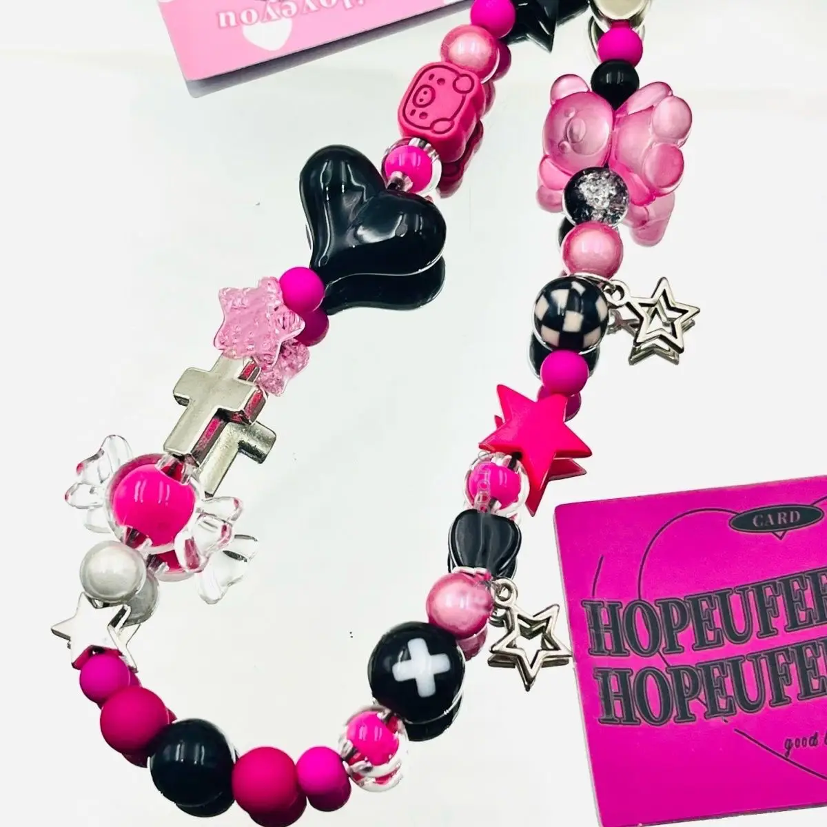 Original Y2K Magenta Bear Star Pendant Phone Charms Strap CCD Camera Lanyard Keychain Sweet Cool Girl Bracelet Jewelry Gift