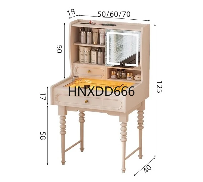 Dresser integrated makeup mirror foldable flip bedroom small