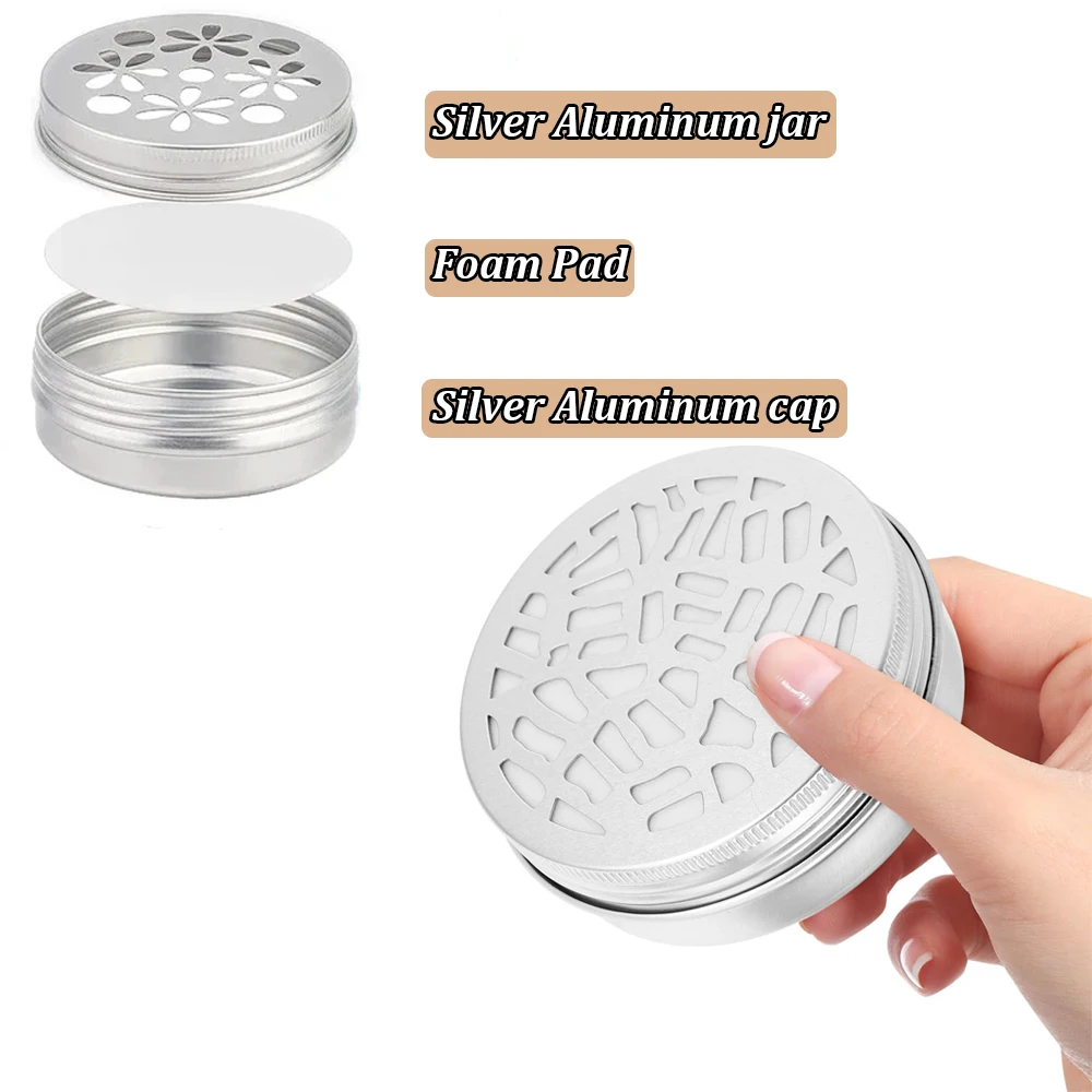 10PCS 60ml Aluminium Tins with Hollow Lid Dog Scent Work Tins Dog Training Box Empty Aroma Diffuser Holder Scent Beads Container