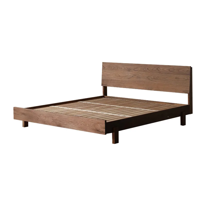North American black walnut solid wood bed double bed master bedroom Japanese Nordic cherry wood 1.5m 1.8 full log wedding bed