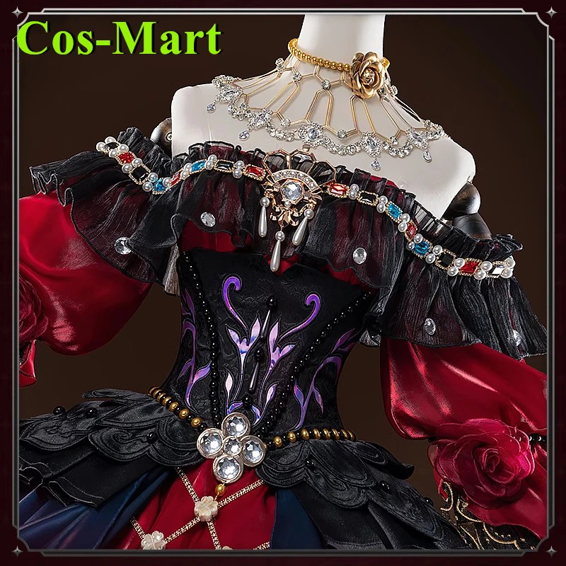 Cos-Mart Identity V Mary Bloody Queen Madame Red Superintendent Cosplay Costume Lovely Dress Role Play Clothing Game