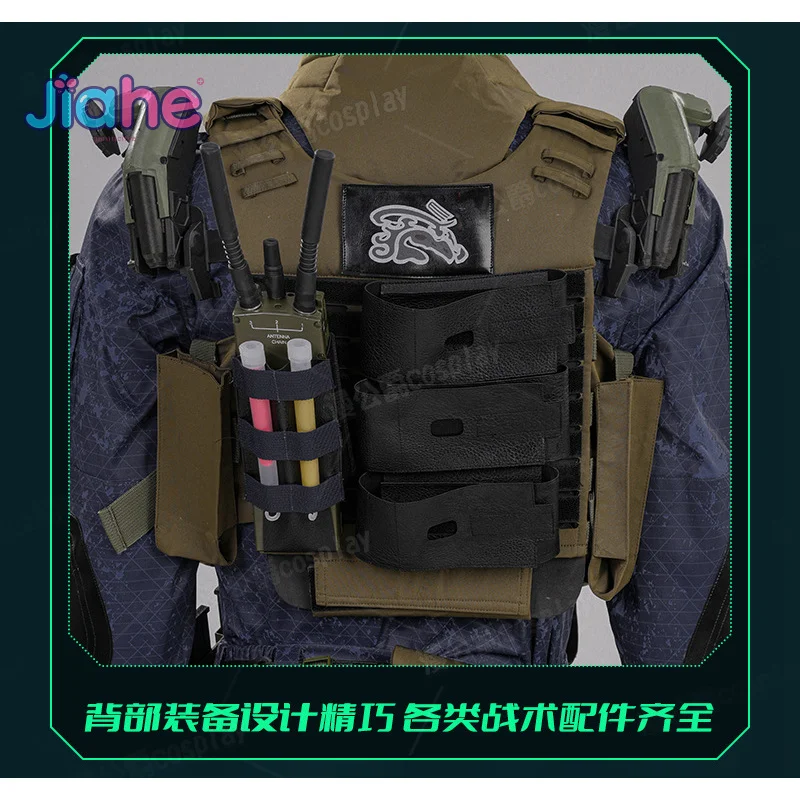 لعبة دلتا فورس: هوك أوبس لونج وي أزياء تنكرية للهالوين عالية الجودة للرجال والنساء زي قتالي مجموعة إكسسوارات قفازات دعامة